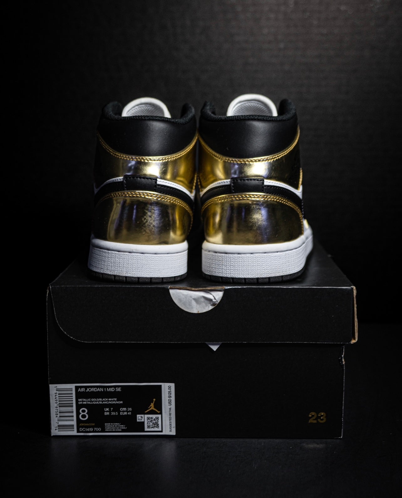 Jordan 1 Mid Metallic Gold Black White (USED)